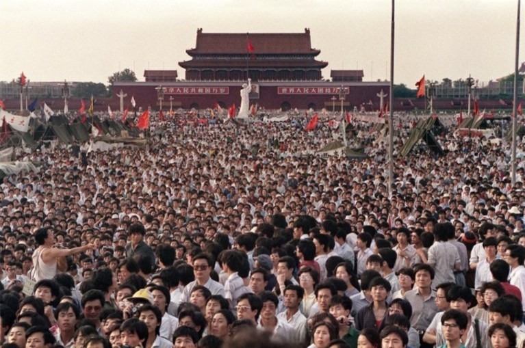 Sinh viên tập trung ở quảng trường Thiên An Môn, ngày 2/6/1989. Nguồn ảnh: AFP.