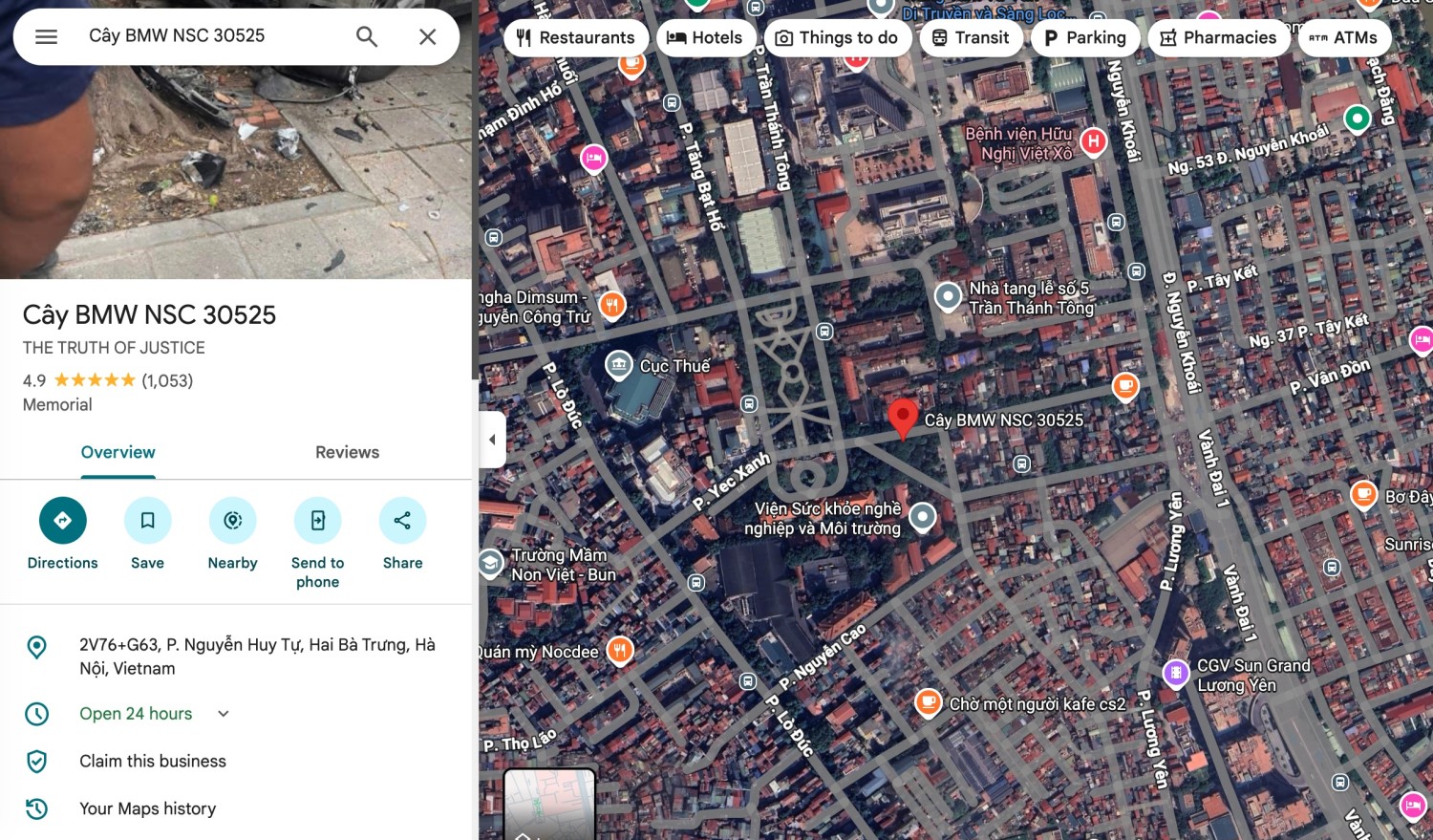 Địa điểm tr&ecirc;n Google Maps c&oacute; hơn 600 người đ&aacute;nh gi&aacute;, nhưng kh&ocirc;ng thể xem chi tiết c&aacute;c đ&aacute;nh gi&aacute; n&agrave;y. Ảnh chụp m&agrave;n h&igrave;nh.