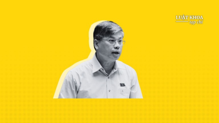 Cựu đại biểu Quốc hội Nguyễn Sỹ Cương. Ảnh gốc: VOV. Đồ họa: V.K / Luật Khoa.